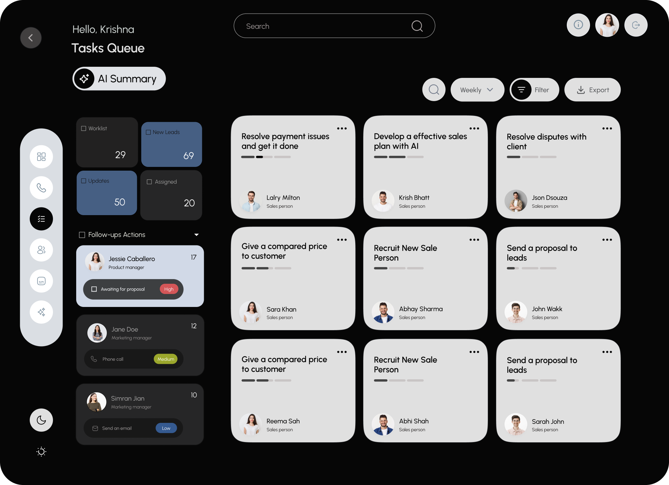 Enterprise CRM Dashboard — Concept · B2B SaaS interface design by Krishna Sharma